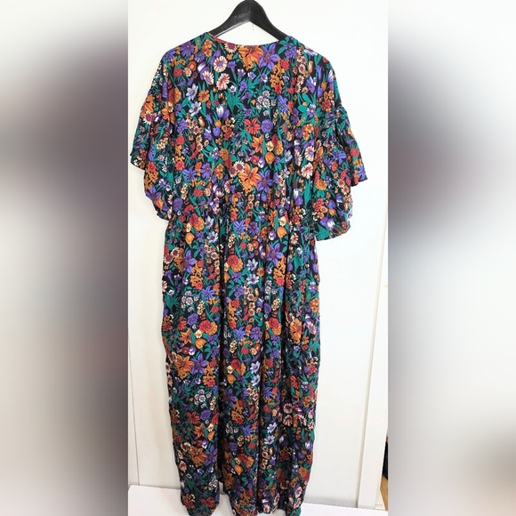 Handmade Cottage Core Floral Dress With Ruffled Sleeves And Pockets. Xl - Picture 3 of 9